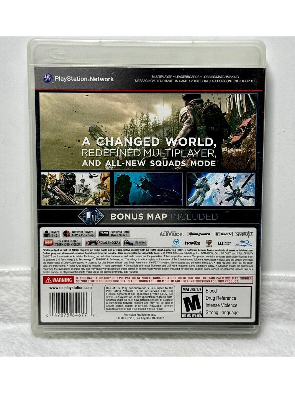 Call of Duty Ghosts PS3 PlayStation 3 Complete CIB Bonus Map Insert